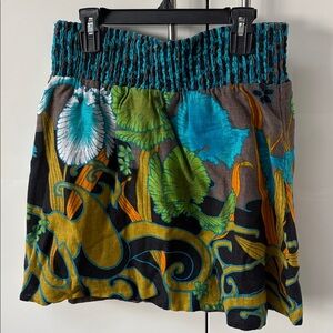 Free People Smocked Linen Cotton Skirt M